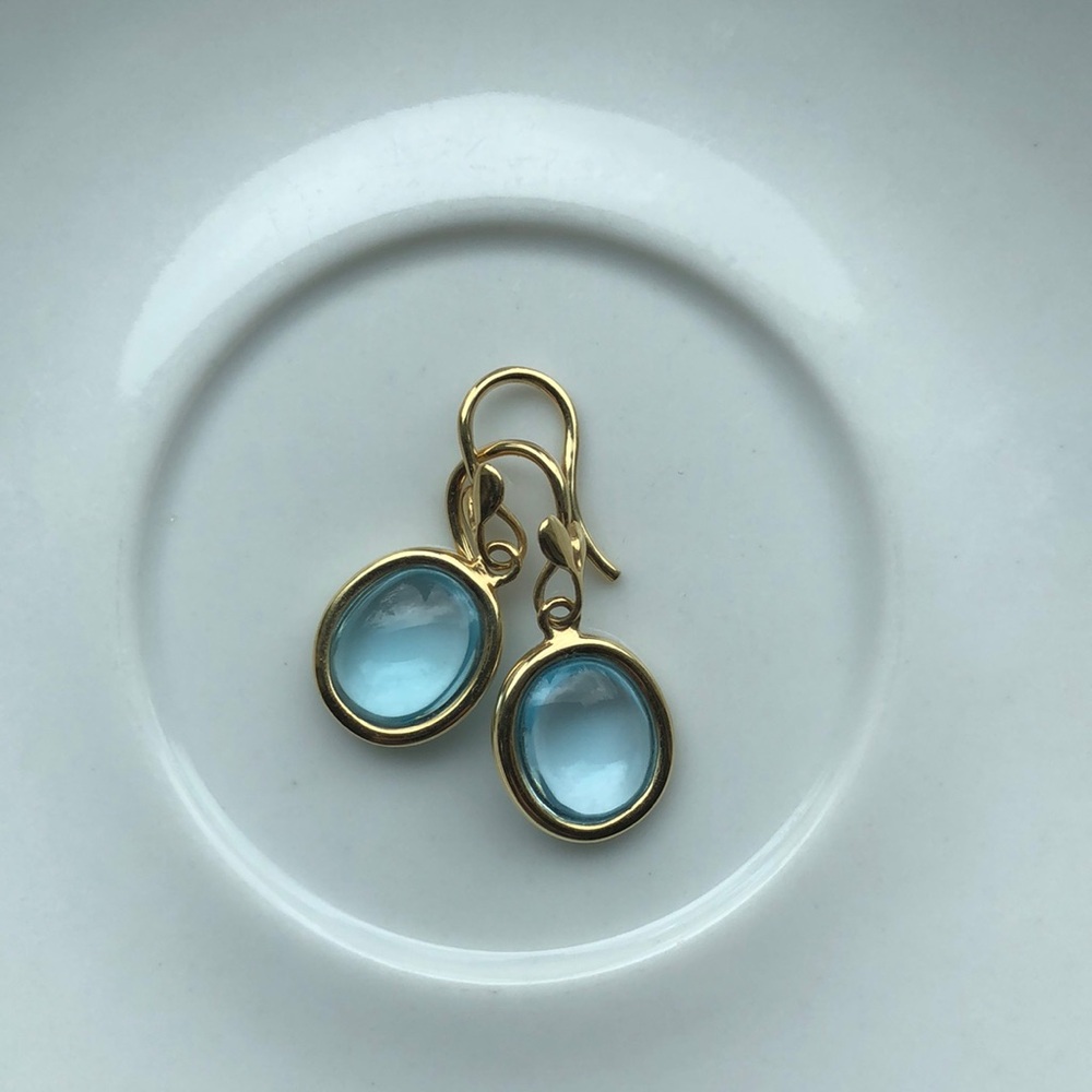RARE Tiffany & Co. 18k Blue Topaz Olive Leaf Drop Earrings Paloma Picasso